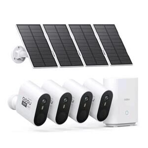 5MP Solar Security 4 Cameras Wireless Outdoor Ultra-Wide-Angle Motion Sensing